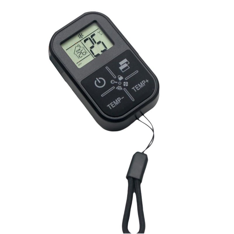 Mini universal air conditioner remote control with thermometer function, 2025 model, includes brand new CR2032 battery.